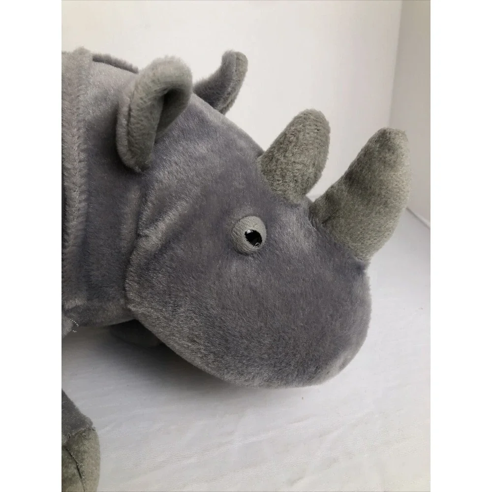 Rhino Rhinoceros Standing Plush Stuffed Animal Gray 14